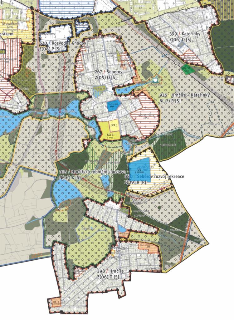 Grafické zobrazení návrhu Metropolitního plánu Prahy červen 2018.  Zdroj: Institut plánování a rozvoje HMP