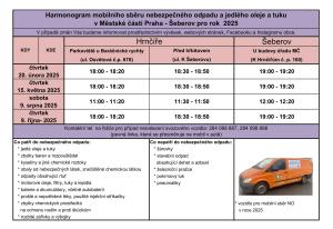 Harmonogram mobilního sběru nebezpečného odpadu a jedlého oleje a tuku pro rok 2025 1